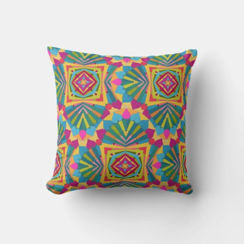 Fiesta of Colors  Mandala Design Throw Pillow
