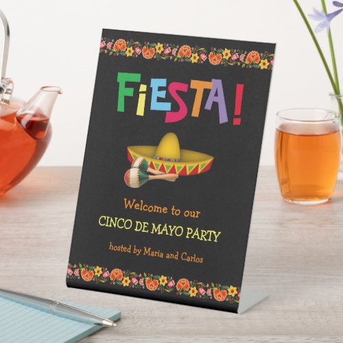 Fiesta or Cinco de Mayo Party customizable  Pedestal Sign