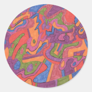 Fiesta, Original Abstract Classic Round Sticker