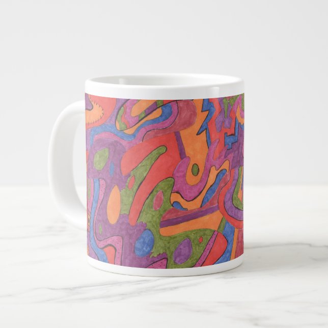 Fiesta, Original Abstract Large Coffee Mug (Front Left)