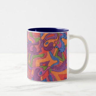 Fiesta, Original Abstract Two-Tone Coffee Mug