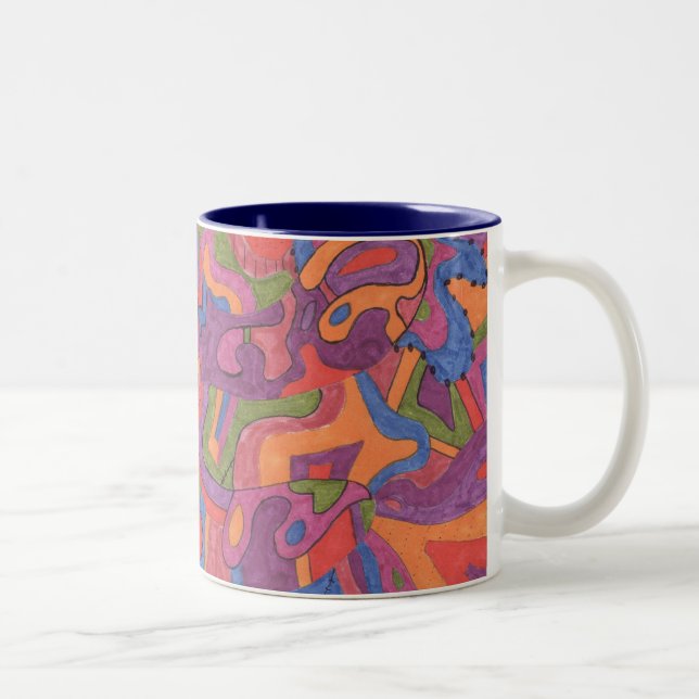 Fiesta, Original Abstract Two-Tone Coffee Mug (Right)