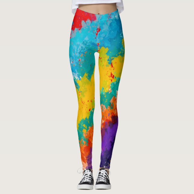 Fiesta Paint Color Splash Colorful Splashes Leggings (Front)