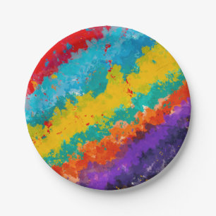 Fiesta Paint Color Splash Colorful Splashes Party Paper Plates