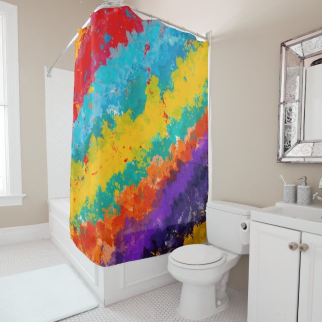 Fiesta Paint Color Splash Colorful Splashes Shower Curtain (In Situ)