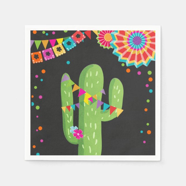 Fiesta Paper Napkin Mexican Cactus Floral Birthday (Front)
