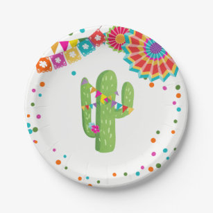 Fiesta Paper Plates Cactus Mexican Succulent Uno