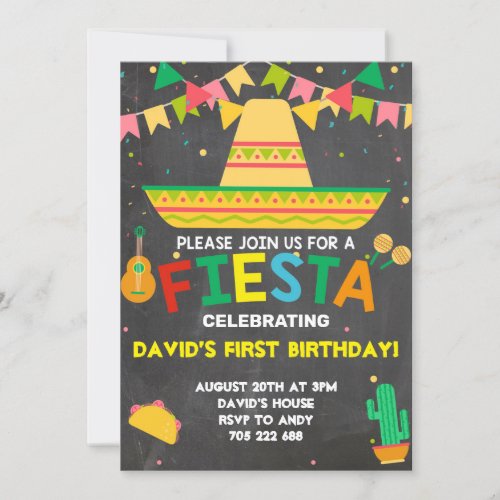 Fiesta Party Birthday Taco Boy Mexican Invitation