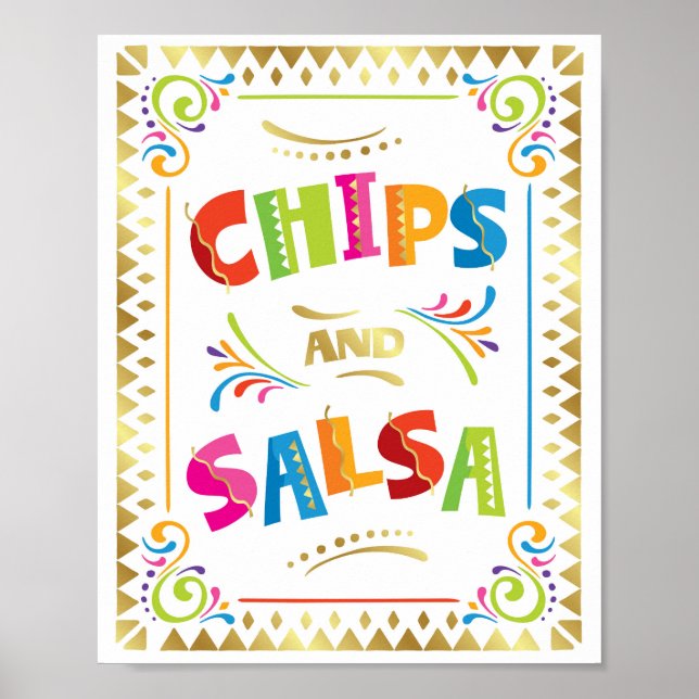 Fiesta Party CHIPS AND SALSA Sign Print (Front)