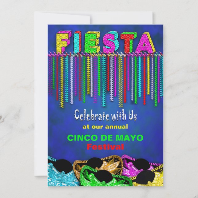 FIESTA PARTY INVITATION - CINCO DE MAY0 - BRIGHT (Front)