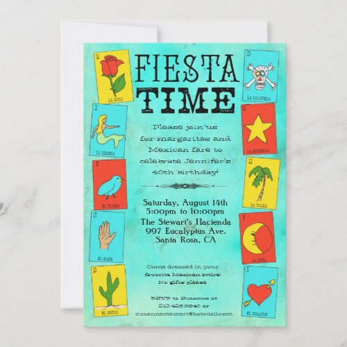 Fiesta Party Invitation Lotteria Cards