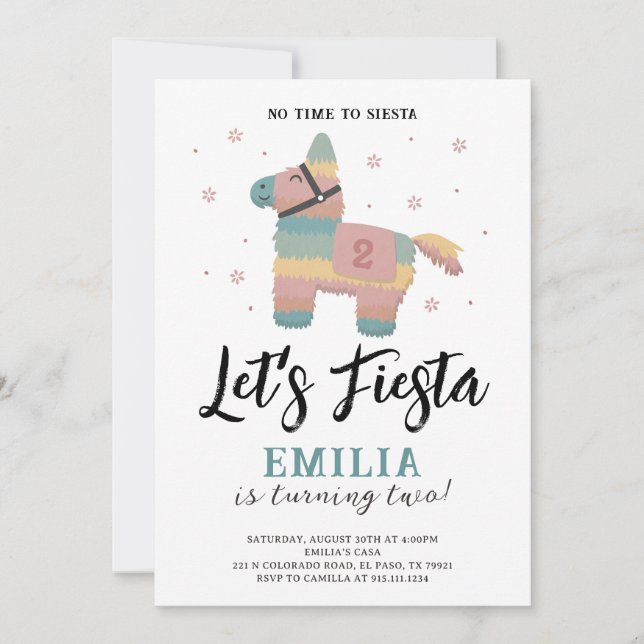 Fiesta Party Piñata Earthy Muted Colors Invitation (Front)