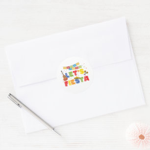 Fiesta Party Round Sticker Label