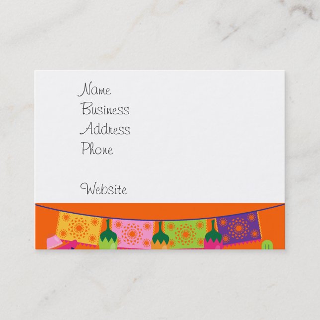 Fiesta Party Sombrero Cactus Limes Peppers Maracas Business Card (Front)