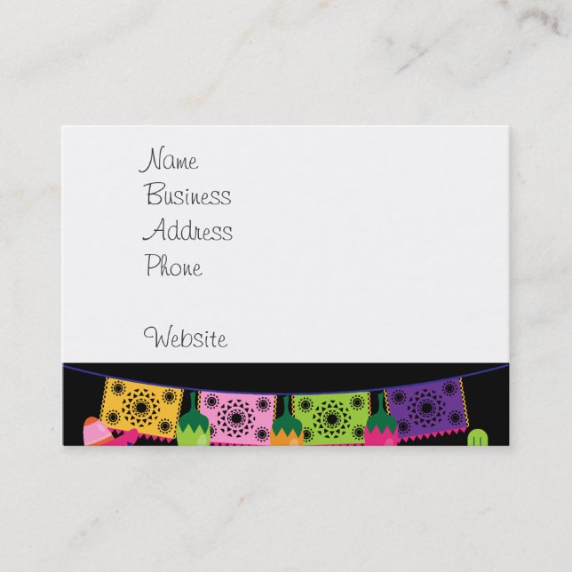 Fiesta Party Sombrero Cactus Limes Peppers Maracas Business Card (Front)