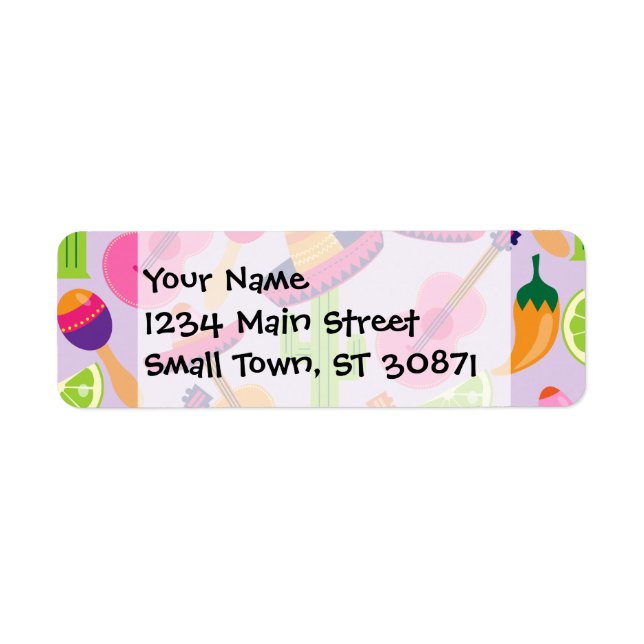 Fiesta Party Sombrero Cactus Limes Peppers Maracas Label (Front)