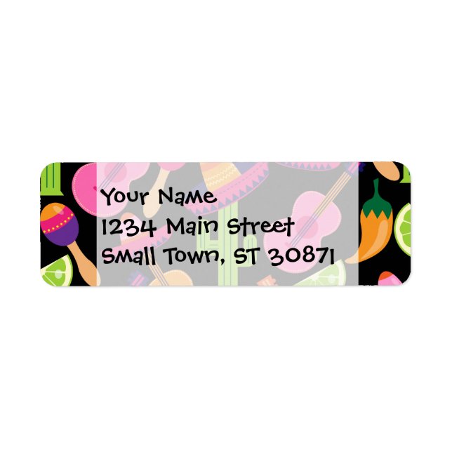 Fiesta Party Sombrero Cactus Limes Peppers Maracas Label (Front)
