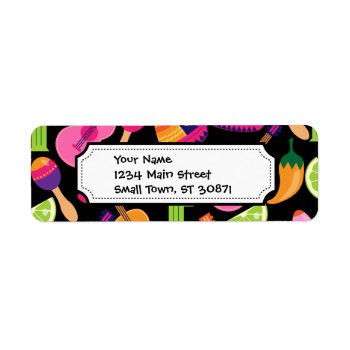 Fiesta Party Sombrero Cactus Limes Peppers Maracas Label by PrettyPatternsGifts at Zazzle