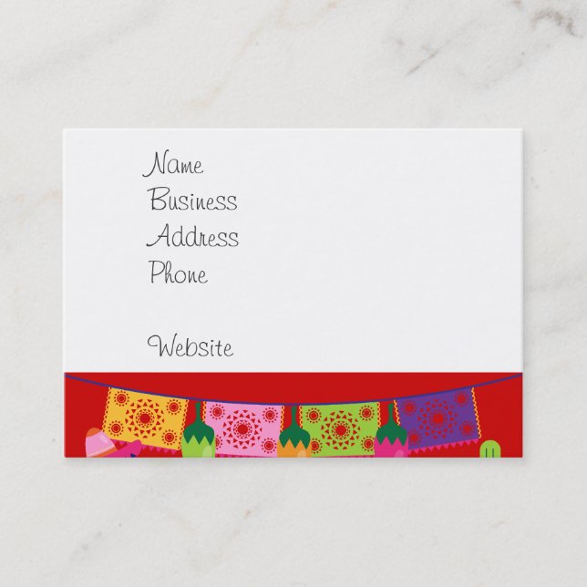 Fiesta Party Sombrero Limes Guitar Maraca Saguaro Business Card (Front)