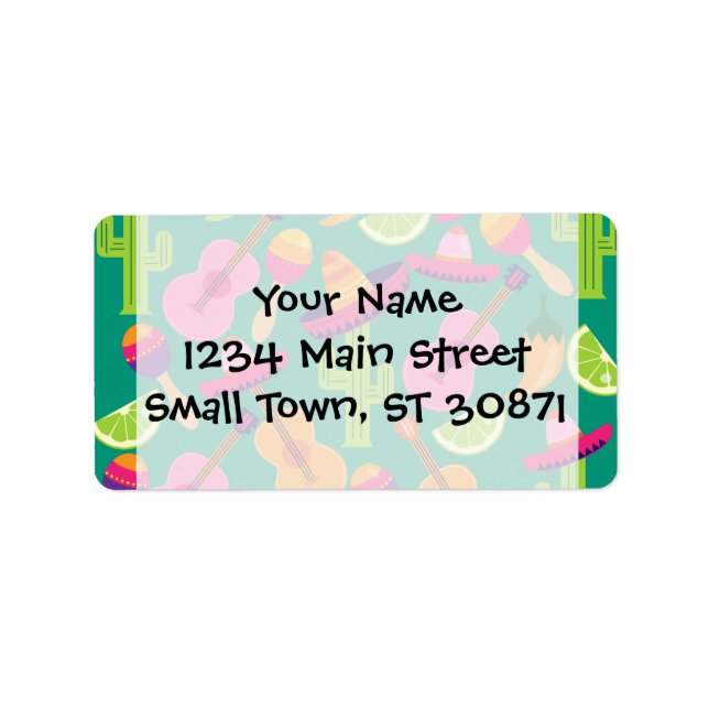 Fiesta Party Sombrero Limes Guitar Maraca Saguaro Label (Front)