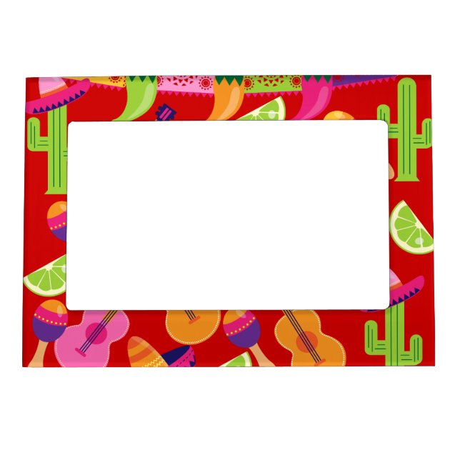 Fiesta Party Sombrero Limes Guitar Maraca Saguaro Magnetic Frame (Front)