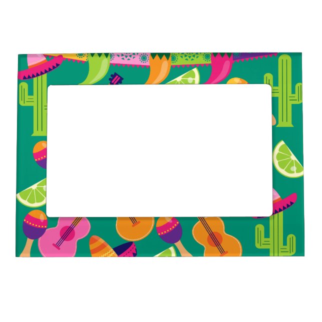 Fiesta Party Sombrero Limes Guitar Maraca Saguaro Magnetic Frame (Front)