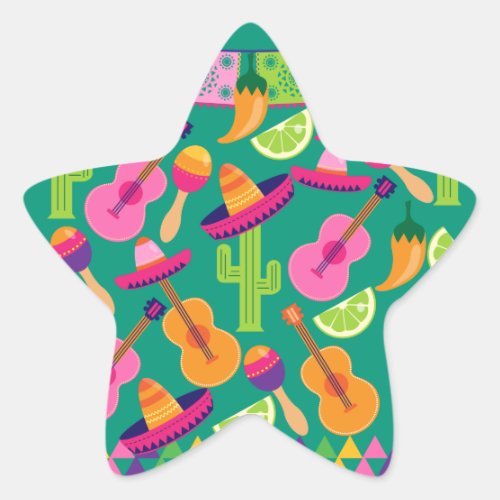 Fiesta Party Sombrero Limes Guitar Maraca Saguaro Star Sticker