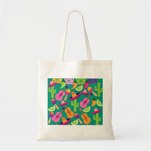 Fiesta Party Sombrero Limes Guitar Maraca Saguaro Tote Bag