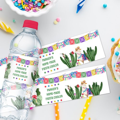 Fiesta Party with Papel Picado Bunting and Cactus Water Bottle Label