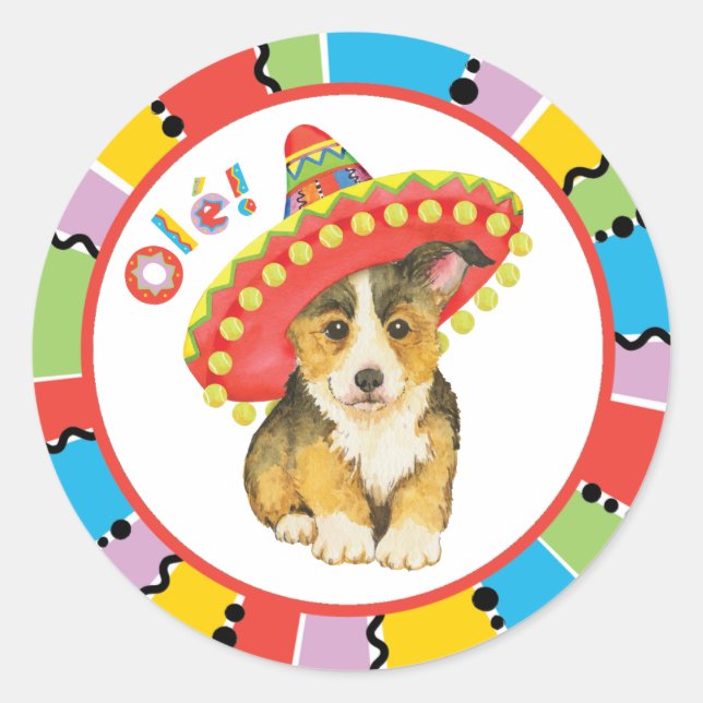 Fiesta Pembroke Welsh Corgi Classic Round Sticker (Front)