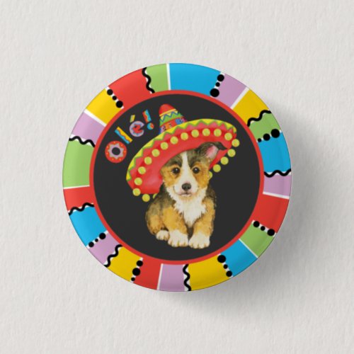 Fiesta Pembroke Welsh Corgi Pinback Button