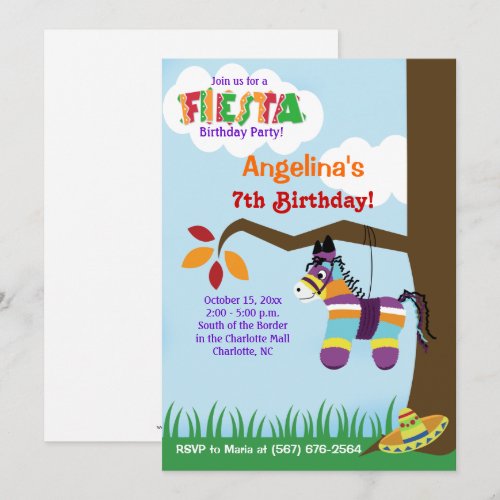 Fiesta Pinata Cinco de Mayo Birthday Invitations