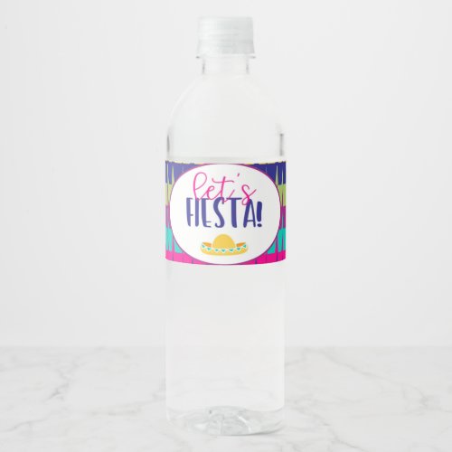 Fiesta Pinata Colorful Water Bottle Label