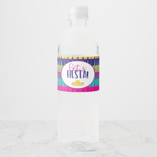 Fiesta Pinata Colorful Water Bottle Label