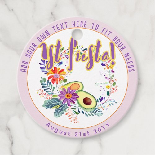 FIESTA Pink Avocado Folkart Flowers Custom Favor Tags