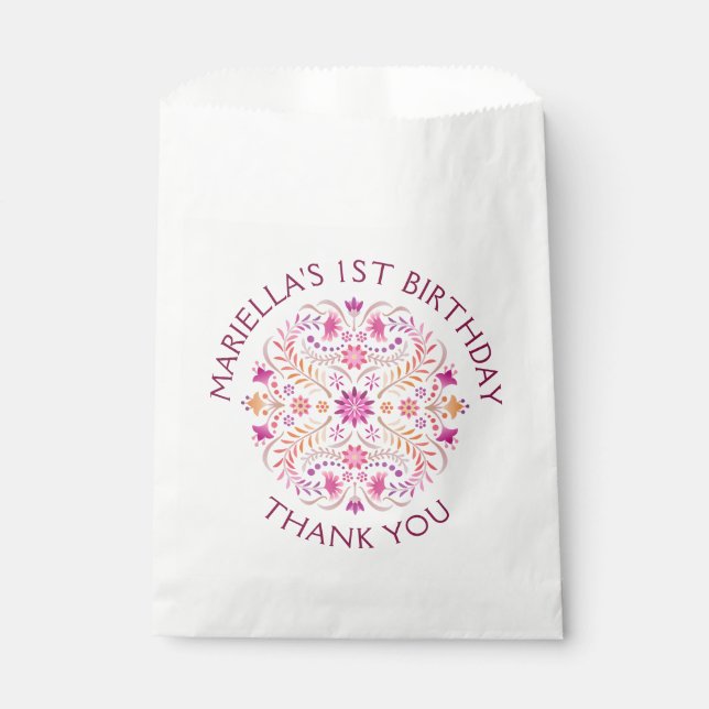 Fiesta Pink Birthday Shower Wedding Favor Bag (Front)