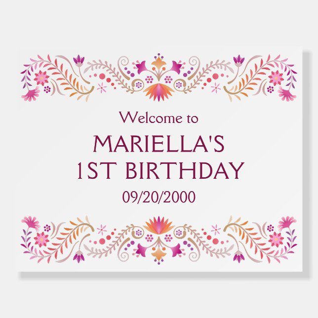 Fiesta Pink Birthday Shower Wedding Foam Board (Front)