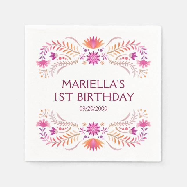 Fiesta Pink Birthday Shower Wedding Napkins (Front)