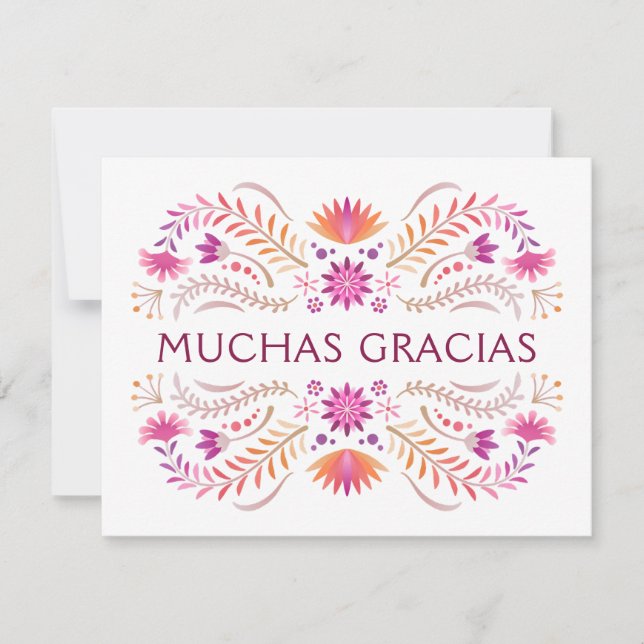 Fiesta Pink Birthday Shower Wedding Thank You Card (Front)