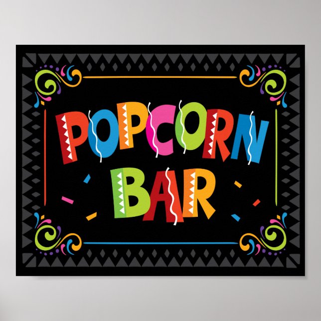 Fiesta POPCORN BAR Party Sign Print (Front)