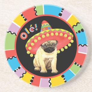 Fiesta Pug Drink Coaster