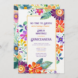 FIESTA QUINCEANERA Folkart Flowers Theme Invitation