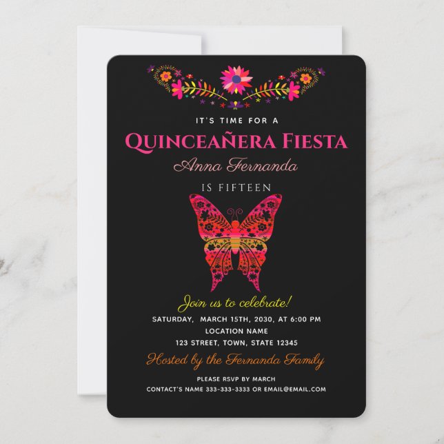 Fiesta Quinceañera Invitation (Front)