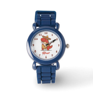 Fiesta Red Dinosaur with Sombrero & Guitar Watch