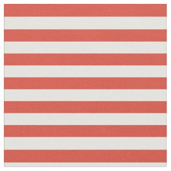 Fiesta Red & White Striped Fabric by StripyStripes at Zazzle