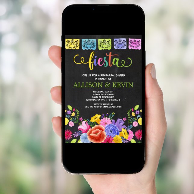 Fiesta rehearsal dinner, Mexican theme floral Invitation (Front Digital)