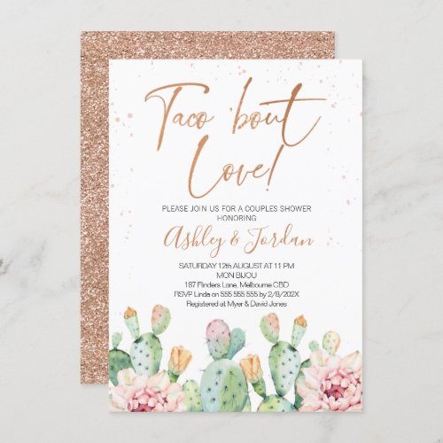 Fiesta Rose Gold Taco bout Love Couples Shower Invitation
