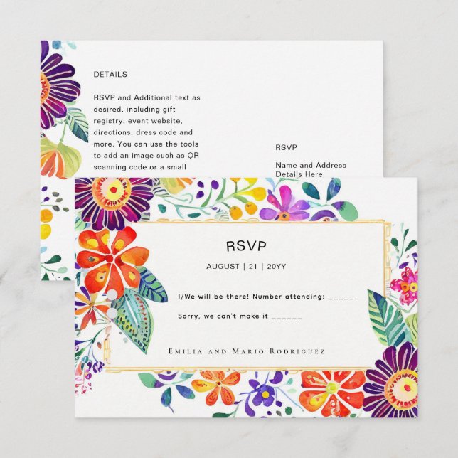 FIESTA RSVP Folkart Flowers (Front/Back)