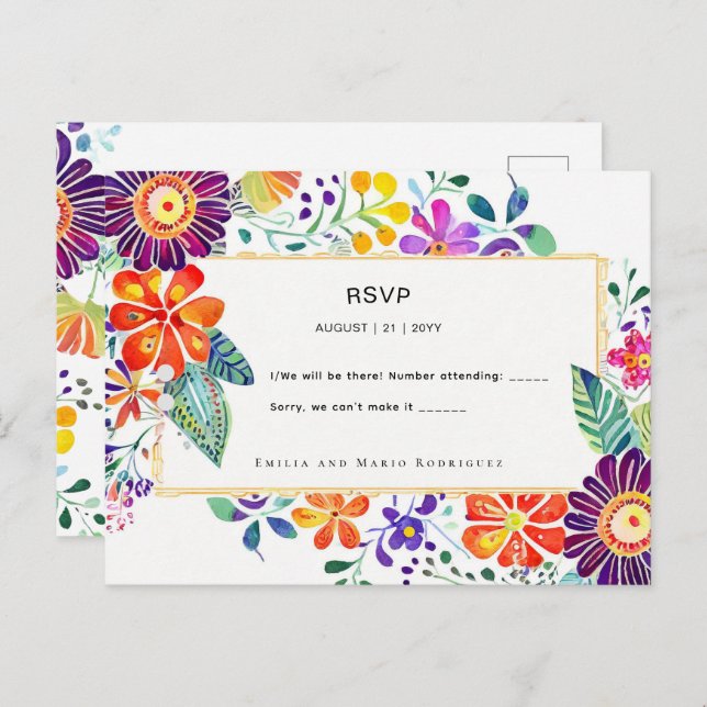 FIESTA RSVP Folkart Flowers Postcard (Front/Back)