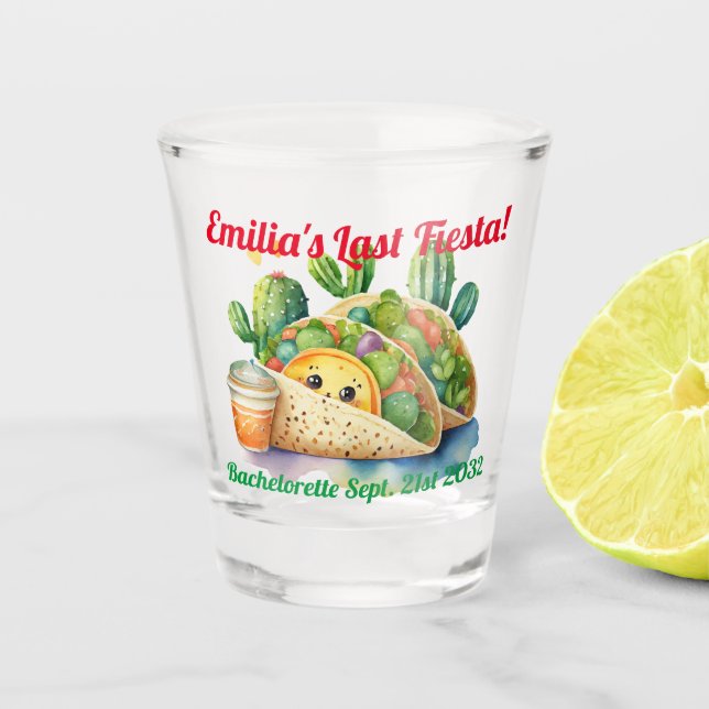 Fiesta Shot Glass Taco Bachelorette Personalized (Front)